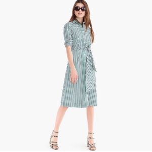 J.CREW Tie Waist Shirtdress with Stripes in Navy Alpine